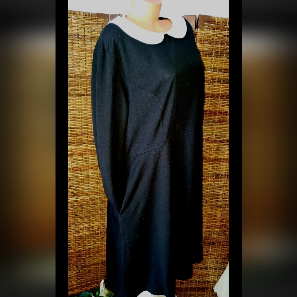 Nemidor Black Goth Wednesday Adams Stretchy Comfort Shift Dress Plus Sz 24 2XL